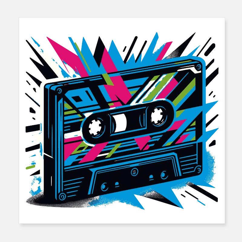 Musik Kassette im Retro-Stil 80er und 90er Stil Poster 20x20 cm