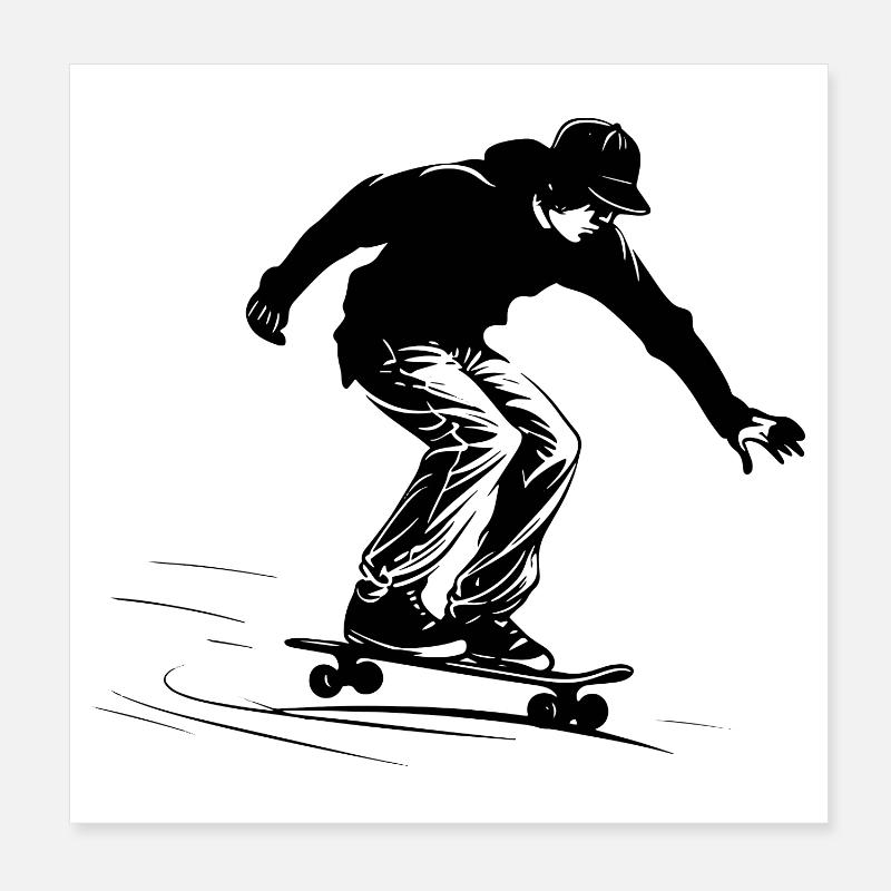 Skateboard Boy Graphic Poster 8" x 8" (20x20 cm)