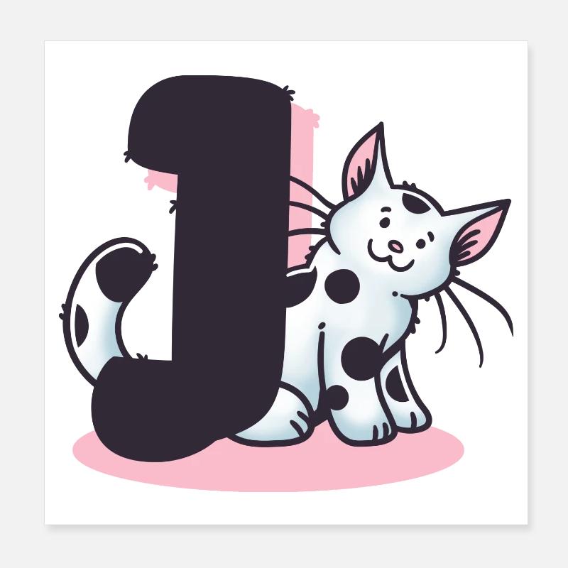 Katze Buchstabe J Poster 20x20 cm
