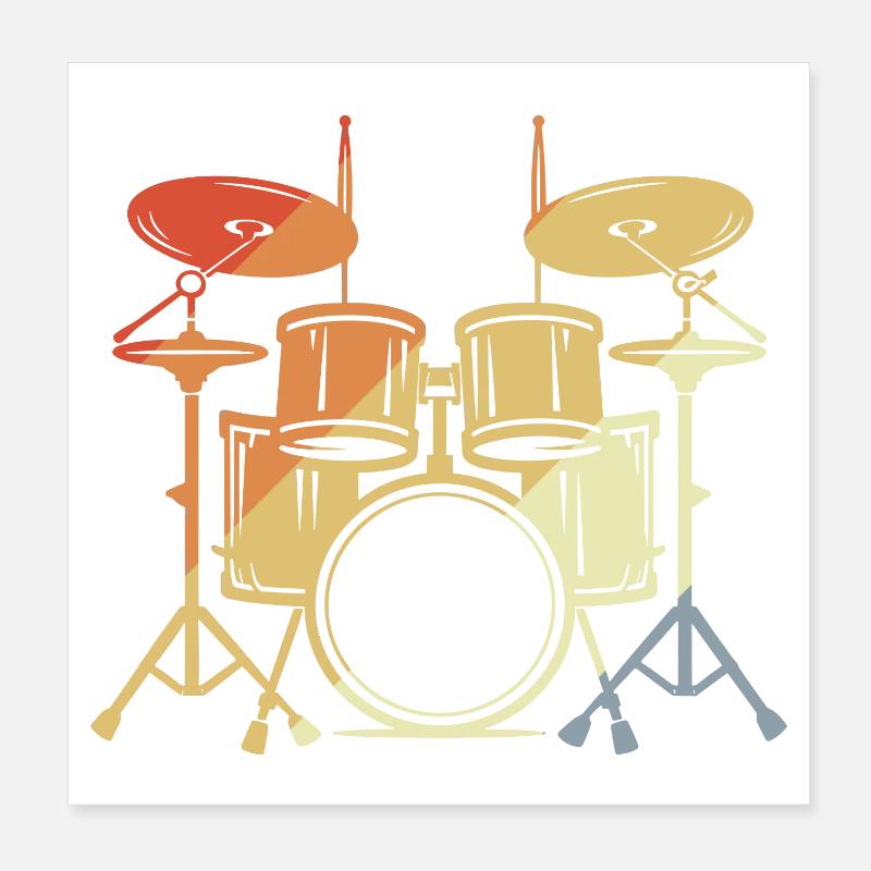 Drum Set Vintage Look Poster 20x20 cm