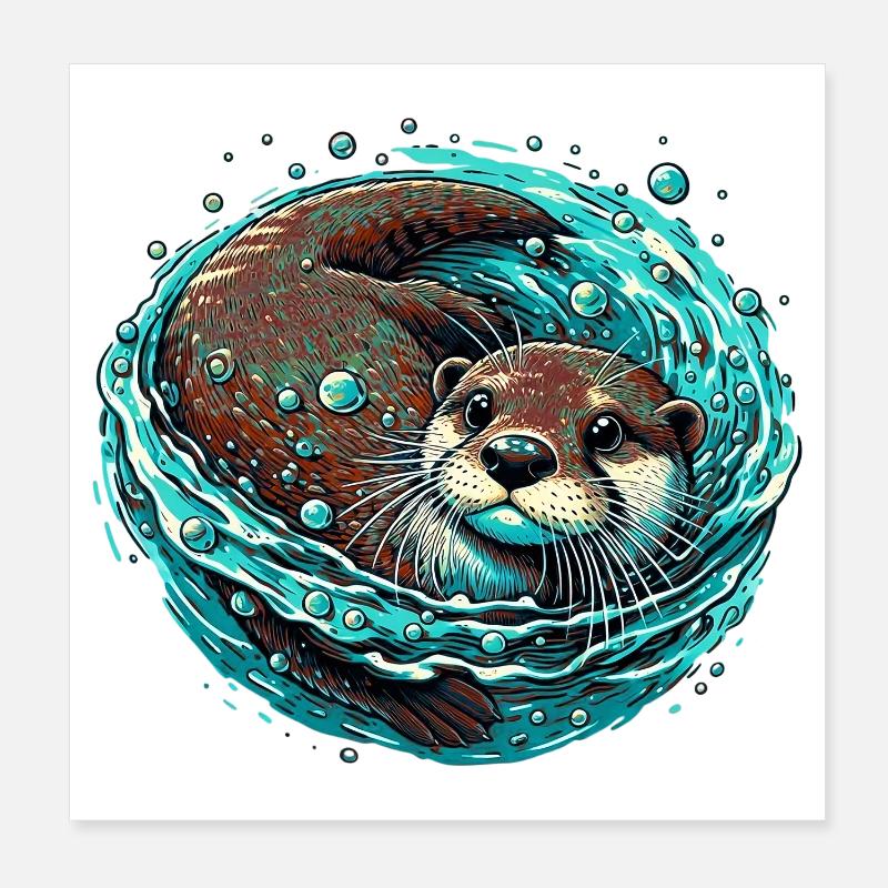 Otter Poster 8" x 8" (20x20 cm)
