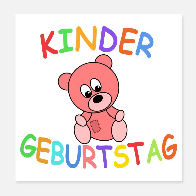 Kindergeburtstag mit Teddybär Poster 20x20 cm
