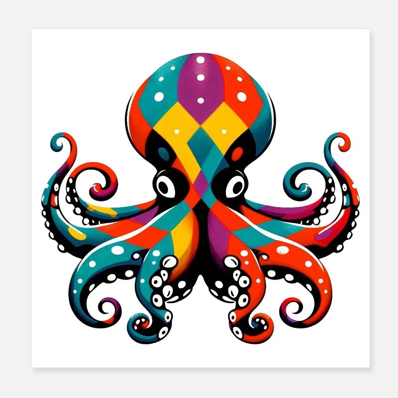 Octopus Poster 8" x 8" (20x20 cm)