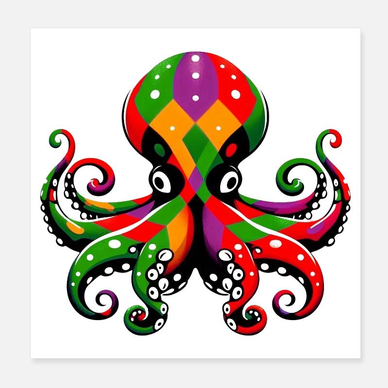 Krake Poster 20x20 cm