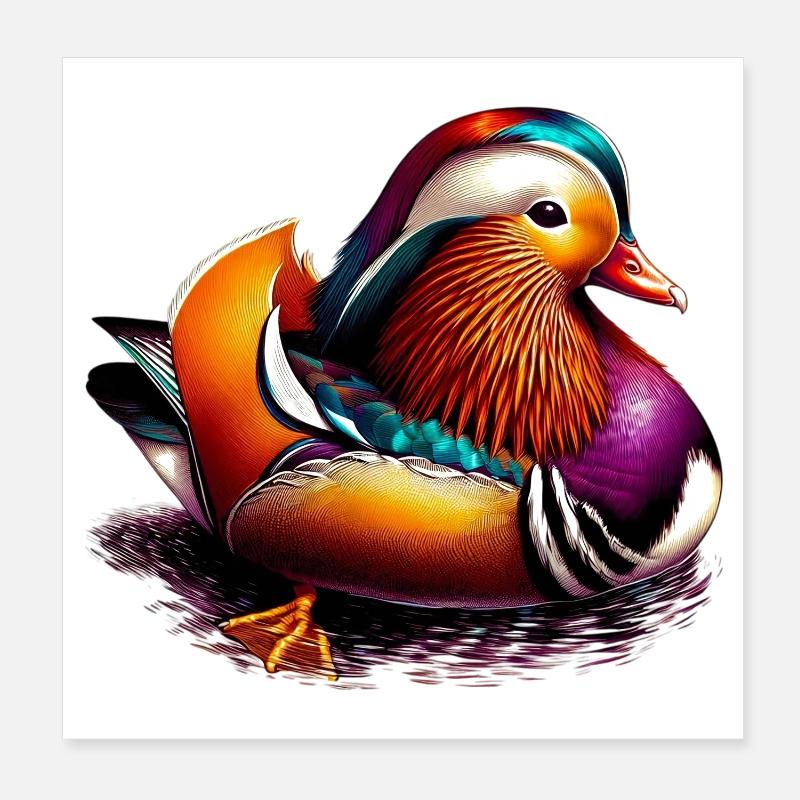 Mandarin duck Poster 8" x 8" (20x20 cm)