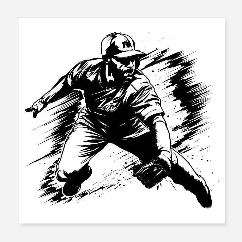 Baseball Sketch Poster 8" x 8" (20x20 cm)