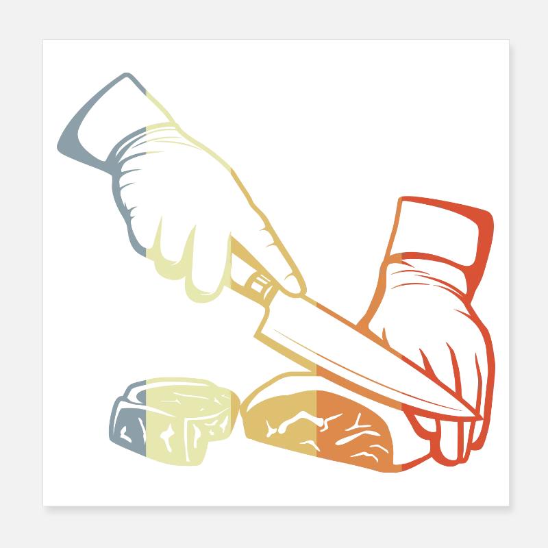 Retro Butcher Poster 8" x 8" (20x20 cm)