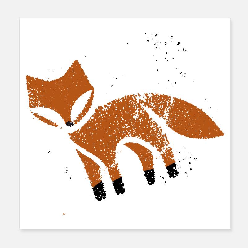 Rustic fox in stamp look Poster 8" x 8" (20x20 cm)