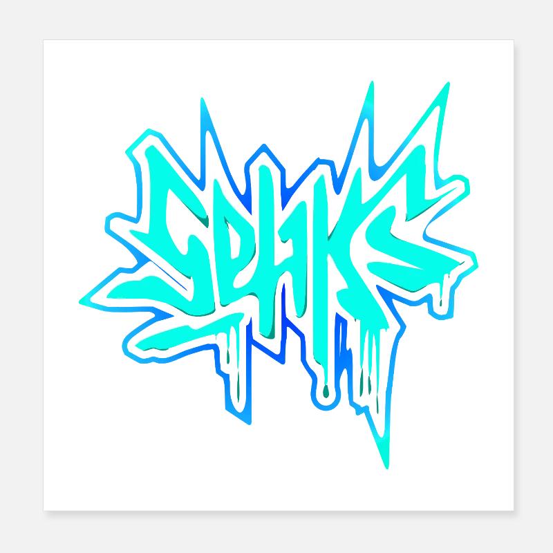 Sehks blau Poster 20x20 cm