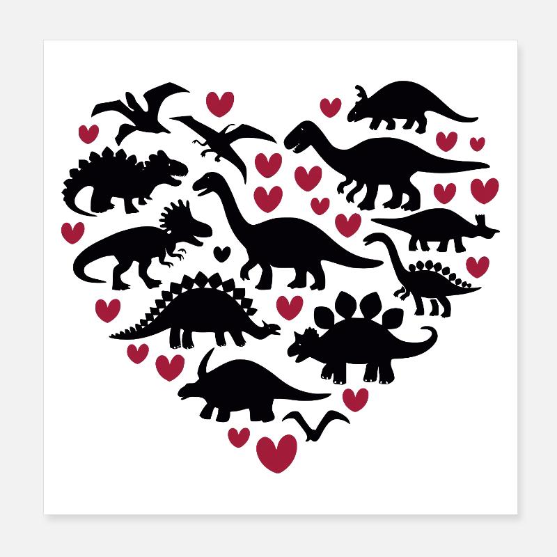 Ich liebe Dinosaurier Poster 20x20 cm