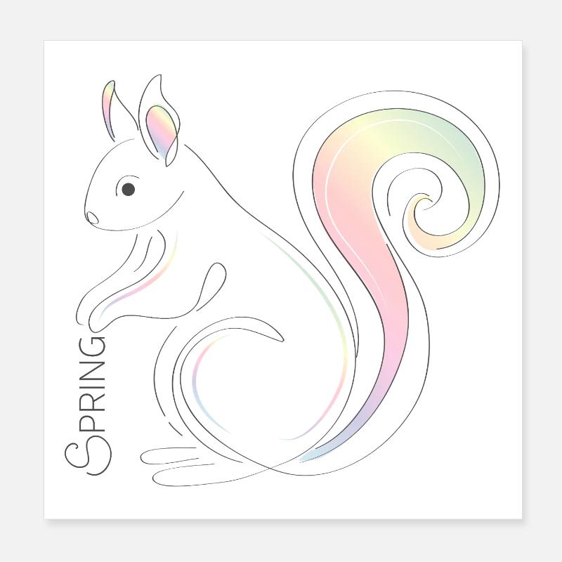 Squirrel Illustration – Spring Inspiration Poster 8" x 8" (20x20 cm)