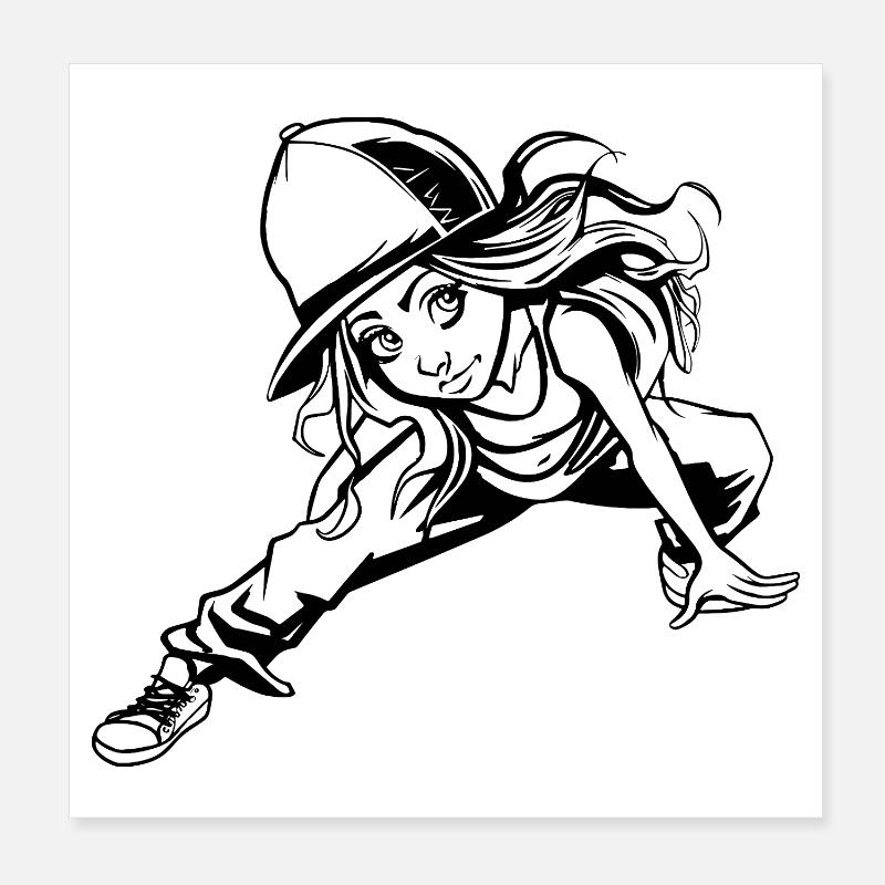 Fille de breakdance Poster 20 x 20 cm