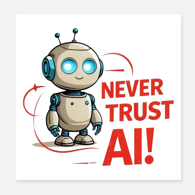Never Trust AI Poster 20x20 cm