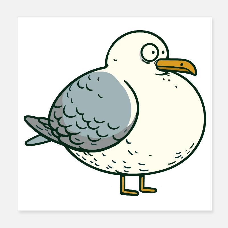 Comic dick fett Nordsee Moin Möwe Pier Hafen Poster 20x20 cm