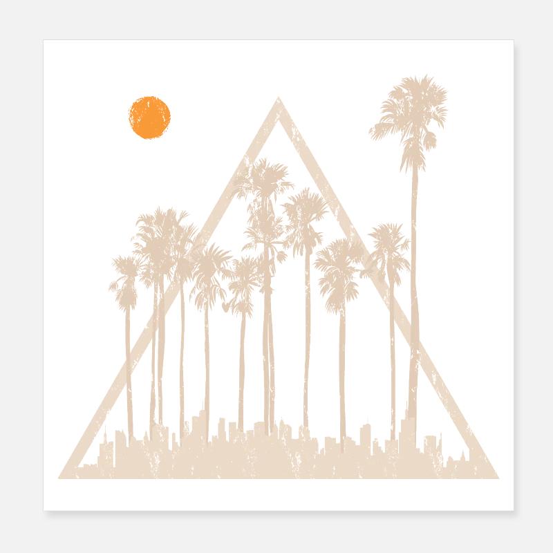 palmiers Tropical Été Coucher de soleil Triangle Poster 20 x 20 cm