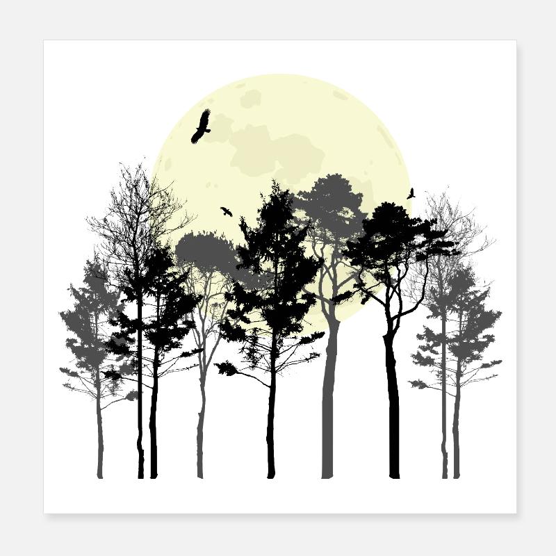 Celestial Forest Silhouette Design Poster 8" x 8" (20x20 cm)
