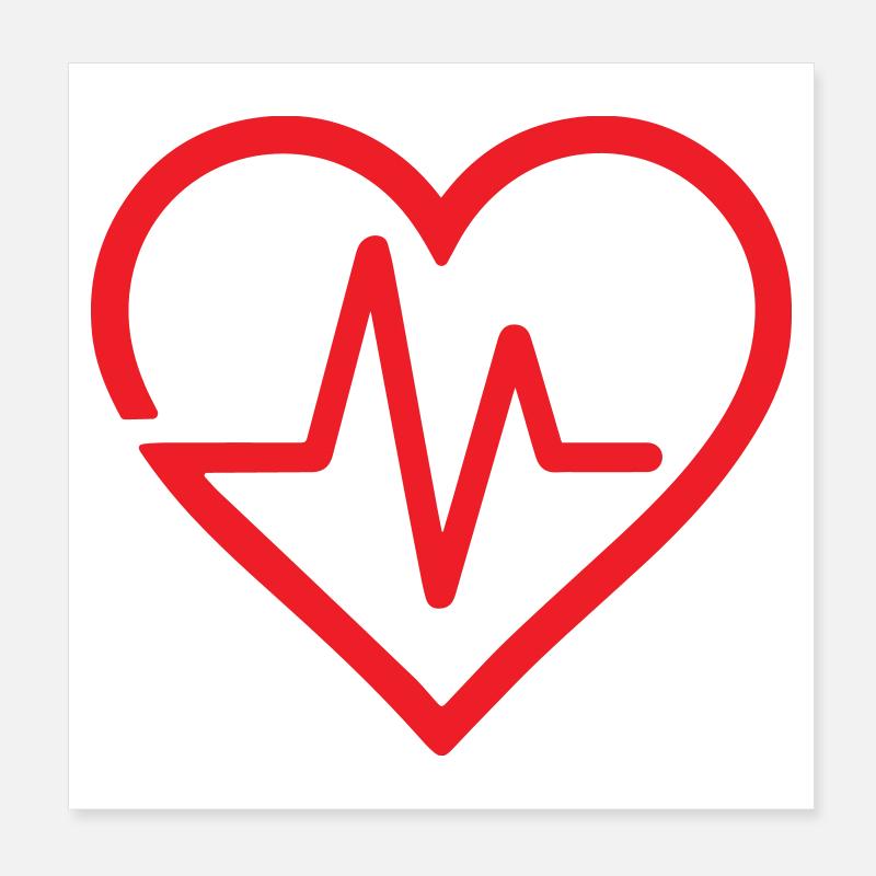 Heartbeat Line Heart Icon Design Poster 8" x 8" (20x20 cm)