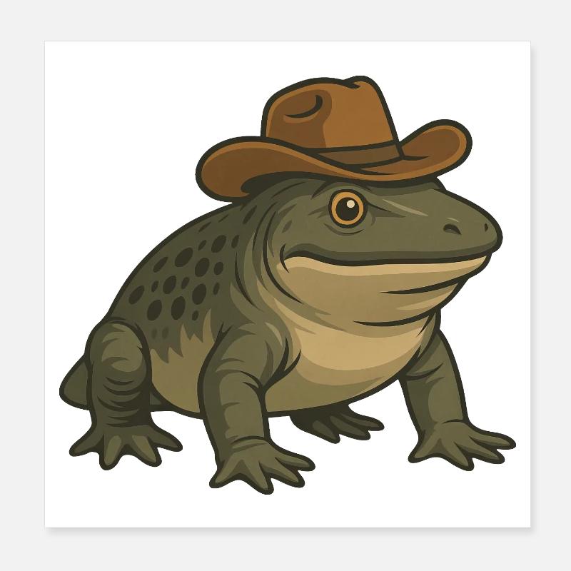 Prehistoric Amphibian Cartoon Texas Evolution Poster 8" x 8" (20x20 cm)