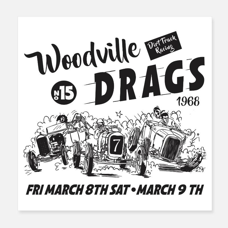 Conception de la course de dragsters Woodville Poster 20 x 20 cm