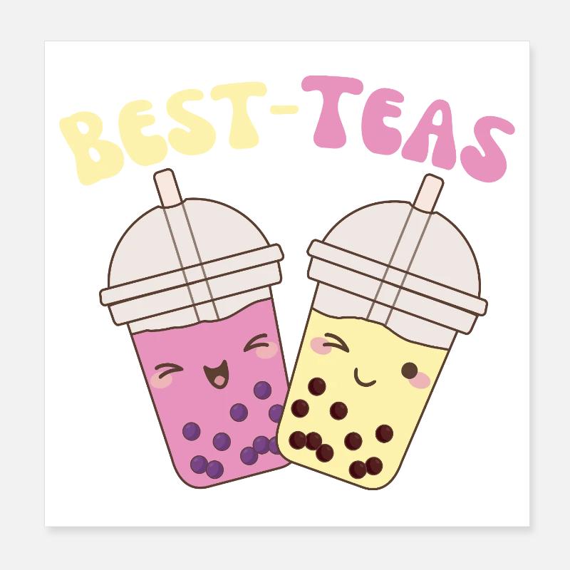 Best-Teas cute kawaii bubble tea boba tea Poster 20x20 cm