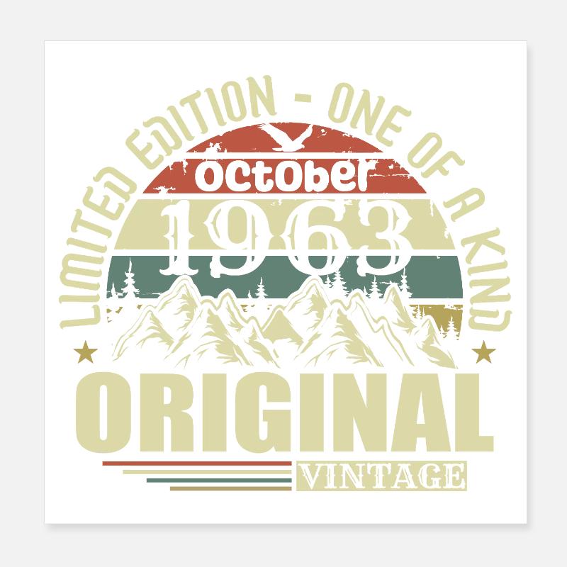 Octobre 1963 - Cadeau pour ses 62 ans Octobre Poster 20 x 20 cm