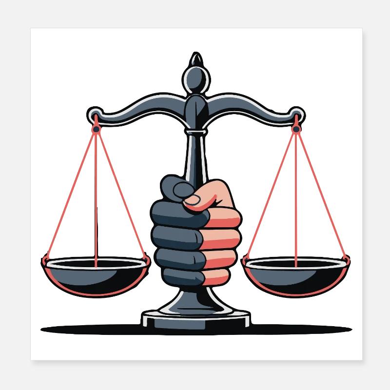 Justice Scales Illustration Poster 8" x 8" (20x20 cm)