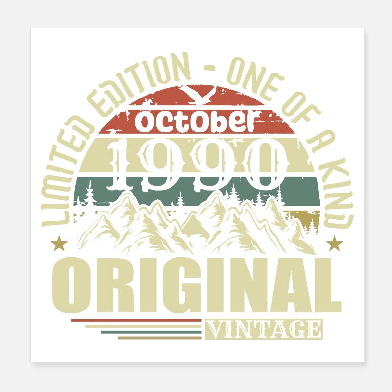 october 1990 - 35th birthday gift october Poster 8" x 8" (20x20 cm)