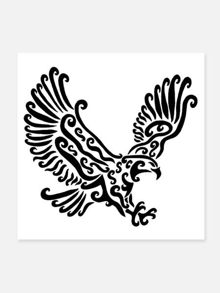Schwarzer Adler - Poster 20x20 cm - Weiß - Vorne