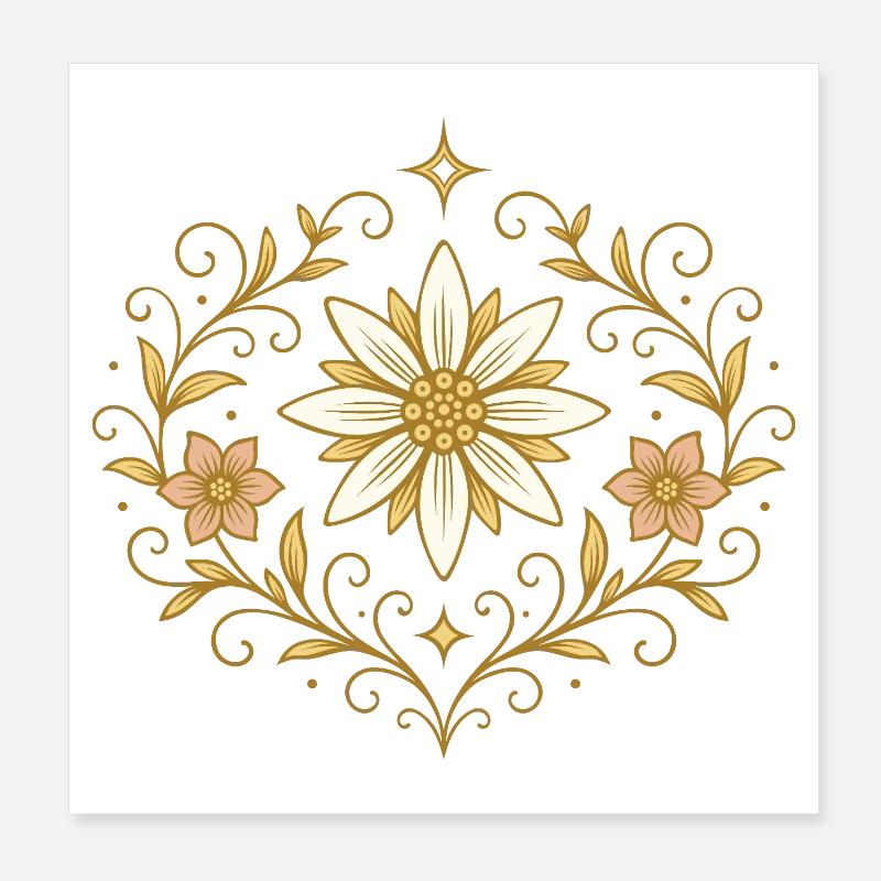 Fleur d'Edelweiss - Style alpin et nostalgie Poster 20 x 20 cm