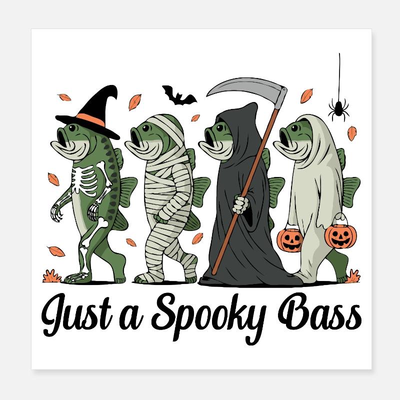 Créatures de poisson déguisées Halloween Perche Pêcheur - Poster 20 x 20 cm - blanc