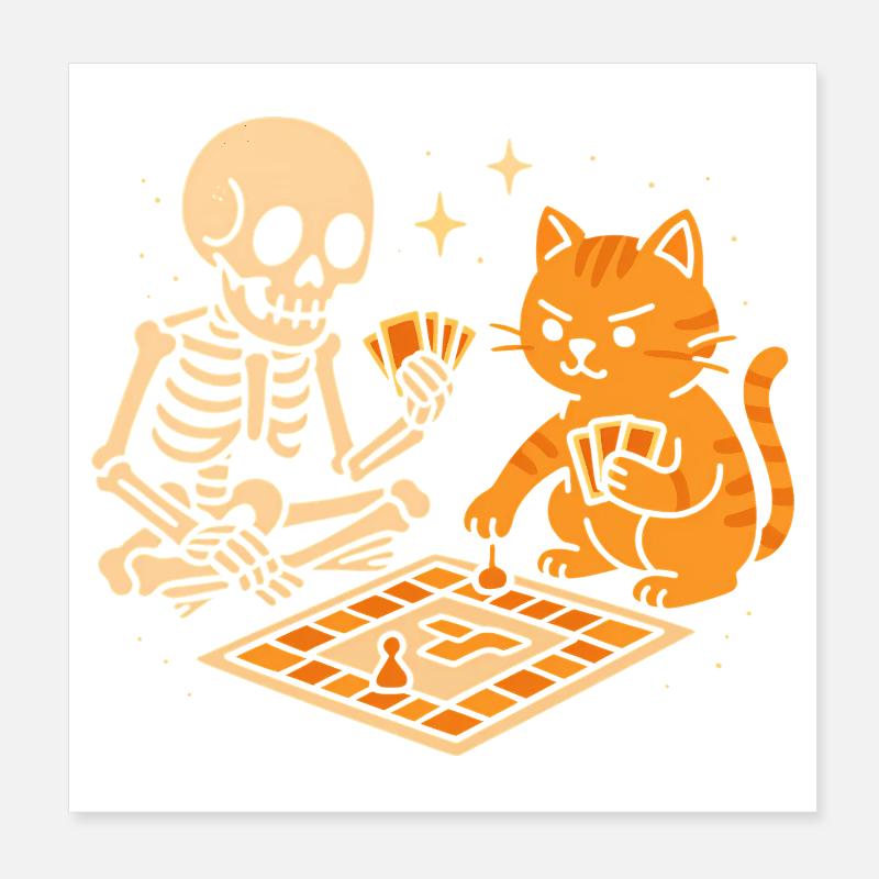 Skeleton meets tiger in board game Poster 8" x 8" (20x20 cm)