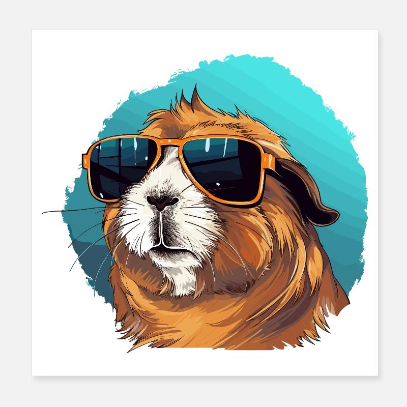 Cochon d’Inde décontracté avec lunettes de soleil Poster 20 x 20 cm