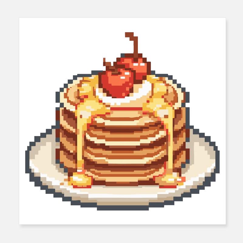 Cerises Pixel Pancake Poster 20 x 20 cm