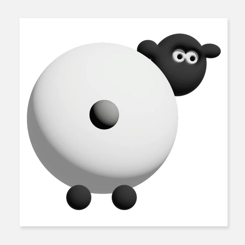 Sheep 3D Cuddle Design Poster 8" x 8" (20x20 cm)