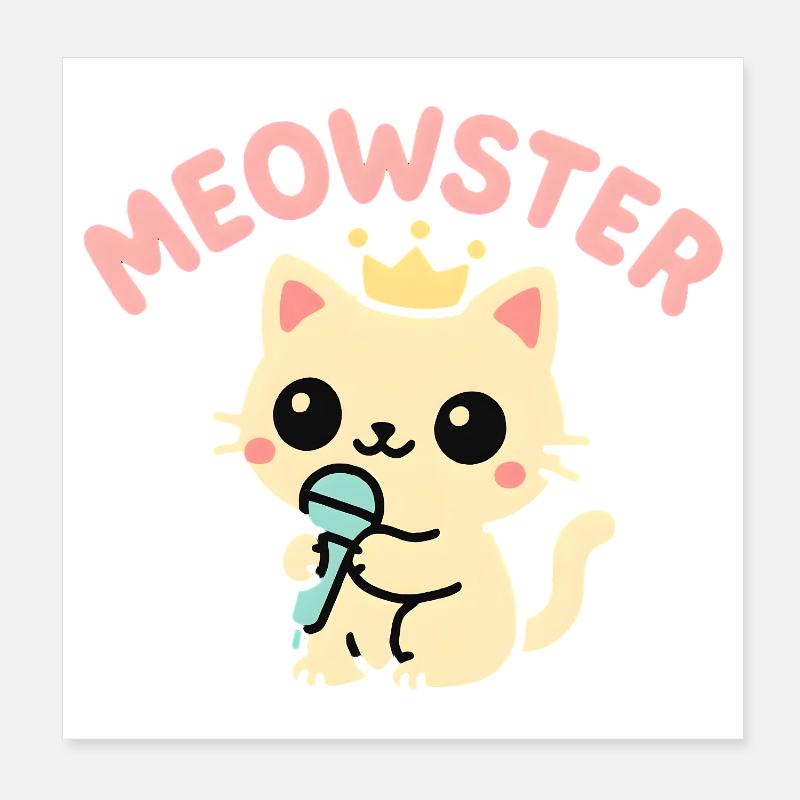 Meowster Crowned Micro Mascot Poster 8" x 8" (20x20 cm)