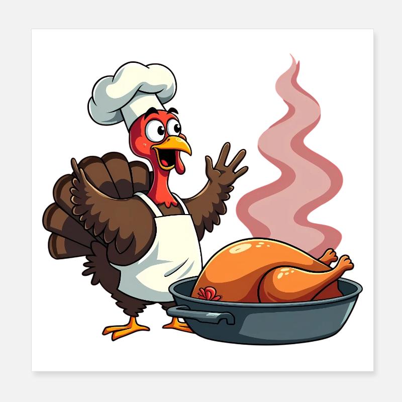 Cuisinier de dinde de Thanksgiving Poster 20 x 20 cm