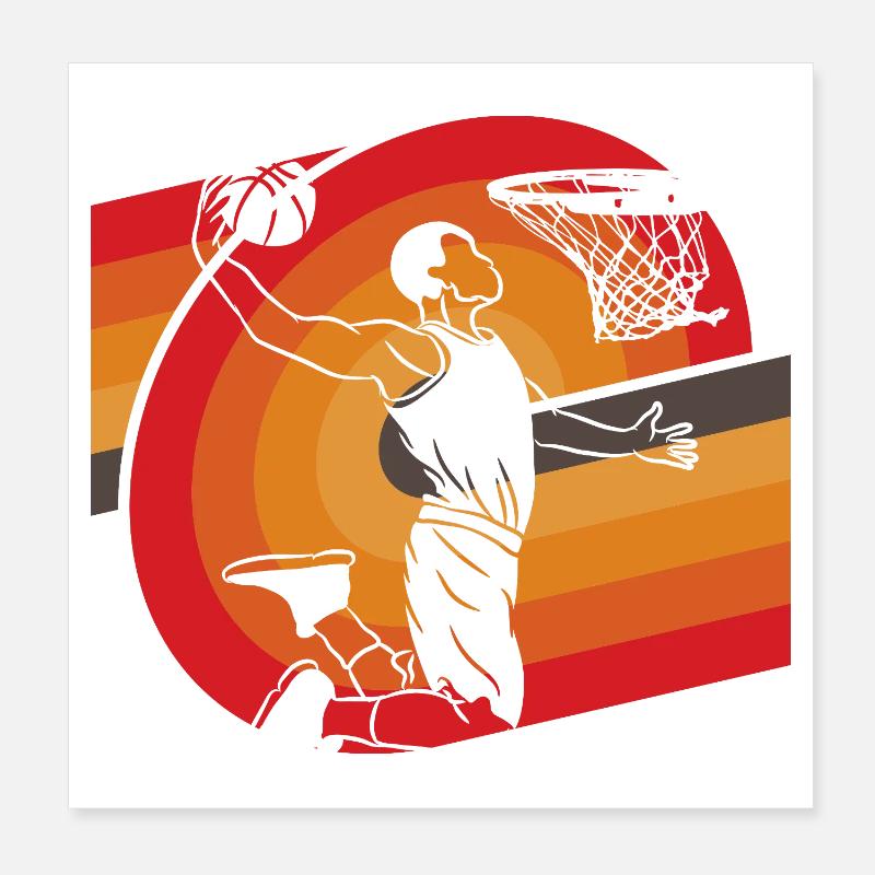 Basket-ball classique à l’ancienne design rétro Poster 20 x 20 cm