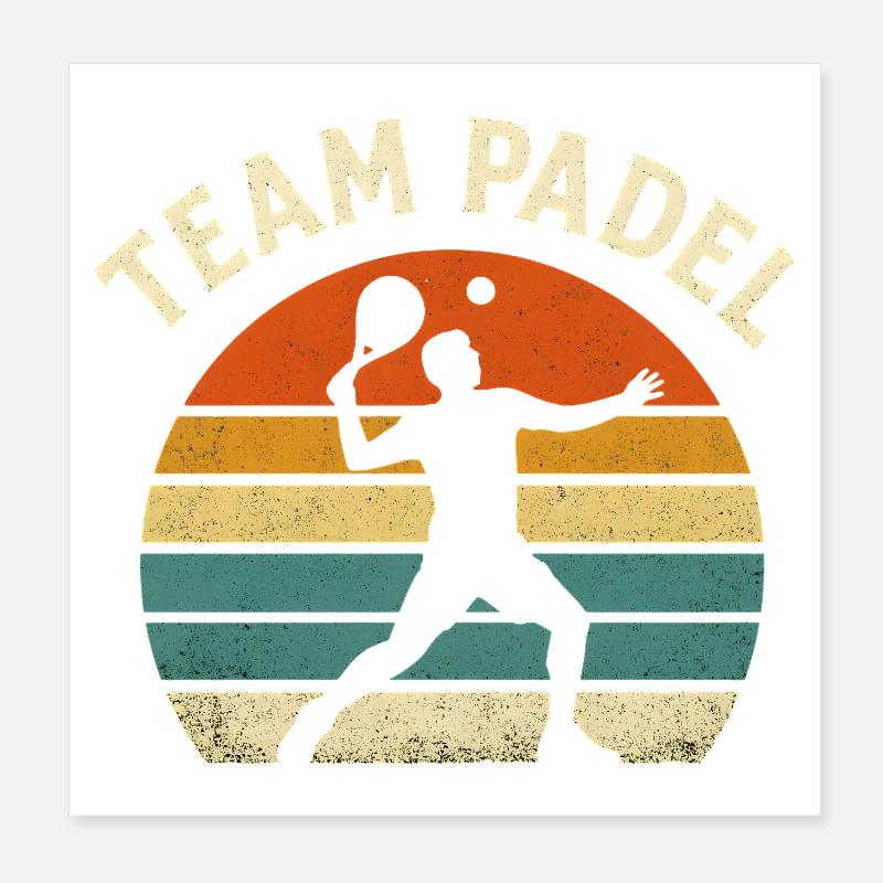 Retro Sunset Padel Team Poster 8" x 8" (20x20 cm)