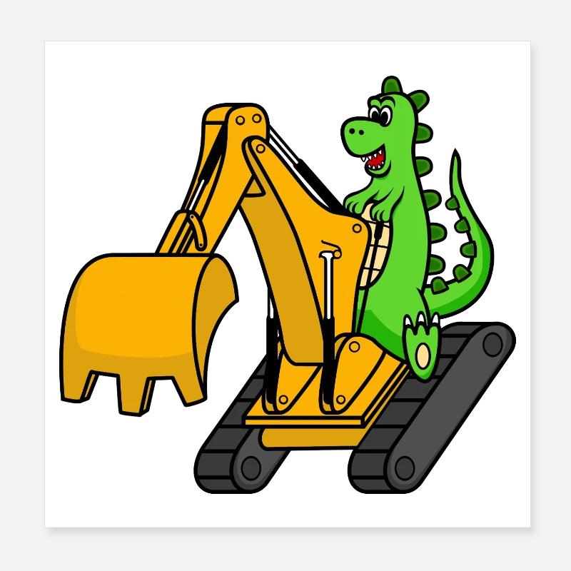 Dino Bagger Dinosaurier Poster 20x20 cm