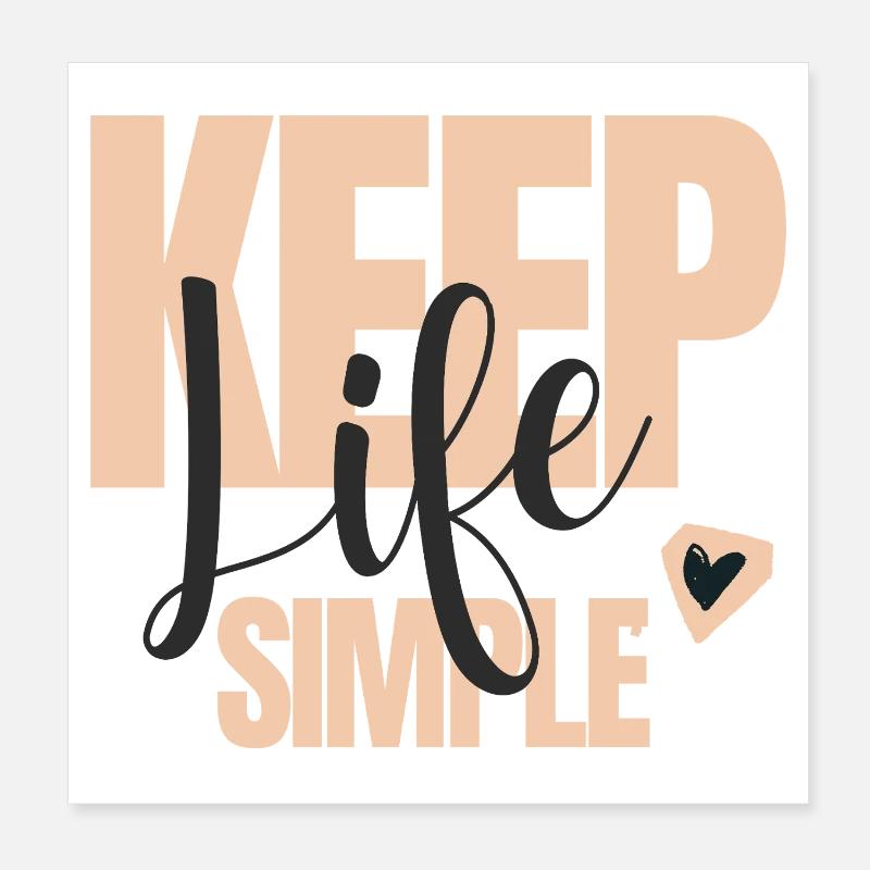 Keep Life Simple Schriftzug - Poster 20x20 cm - Weiß