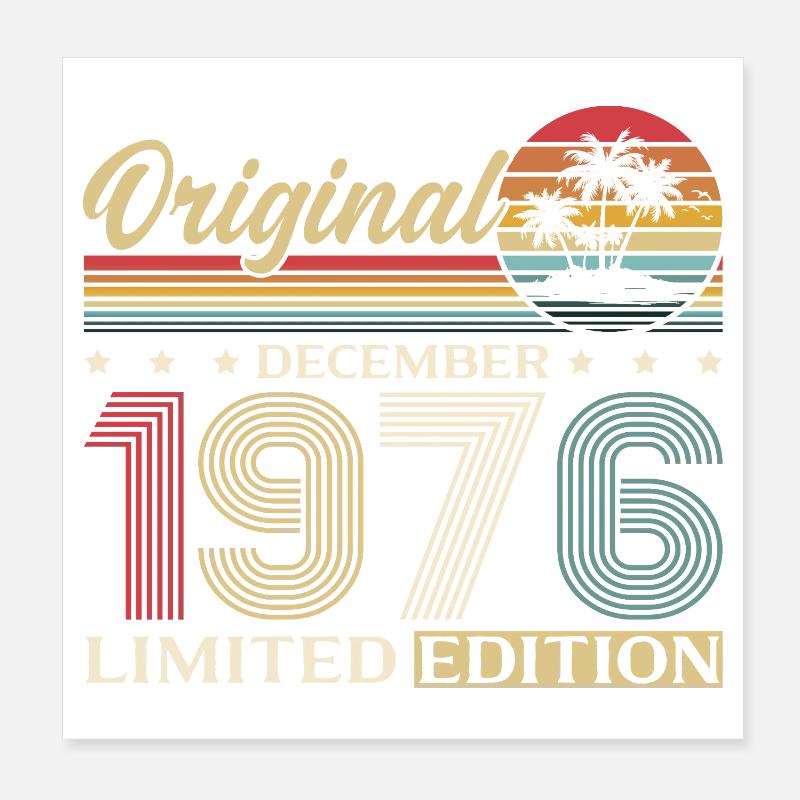 49th Birthday Original December Born 1976 Poster 8" x 8" (20x20 cm)