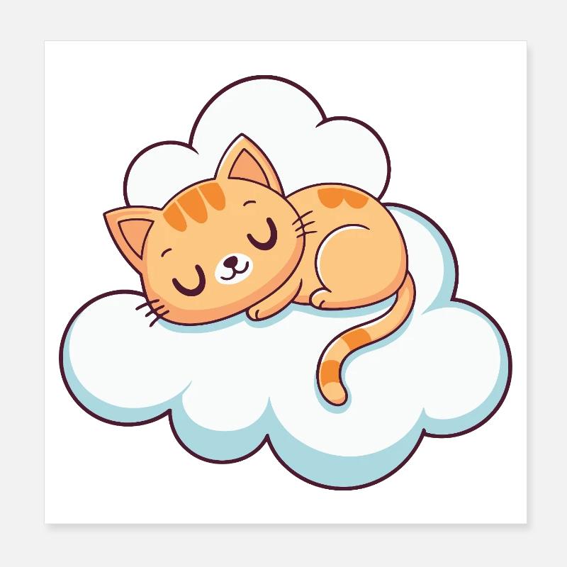 Chaton dormeur sur nuage Poster 20 x 20 cm