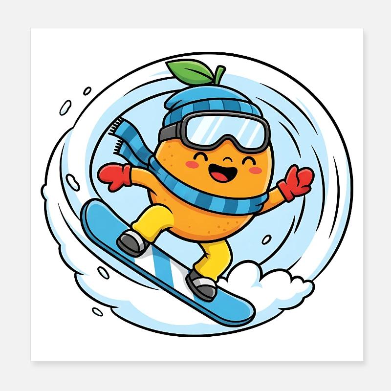 Snowboarding Orange Winter Snowboard Fun Poster 20 x 20 cm