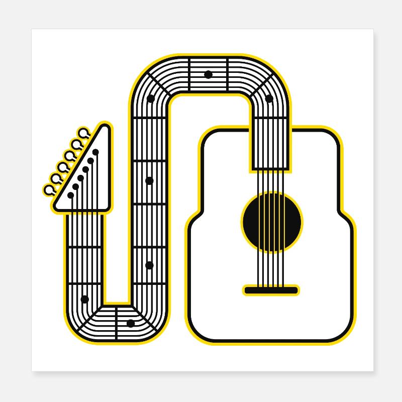 Abstract Guitar Art Poster 8" x 8" (20x20 cm)