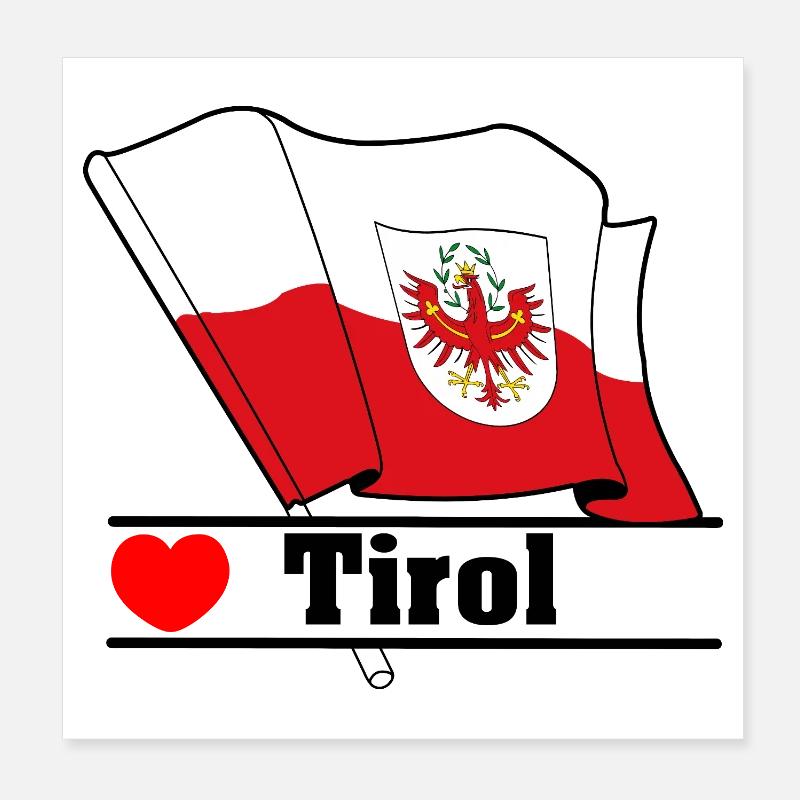 Tiroler Flagge mit Herz Poster 20x20 cm