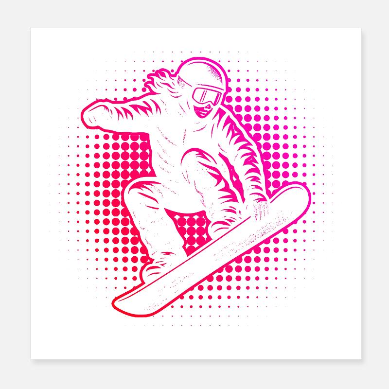 Style Halftone de snowboarder néon Poster 20 x 20 cm