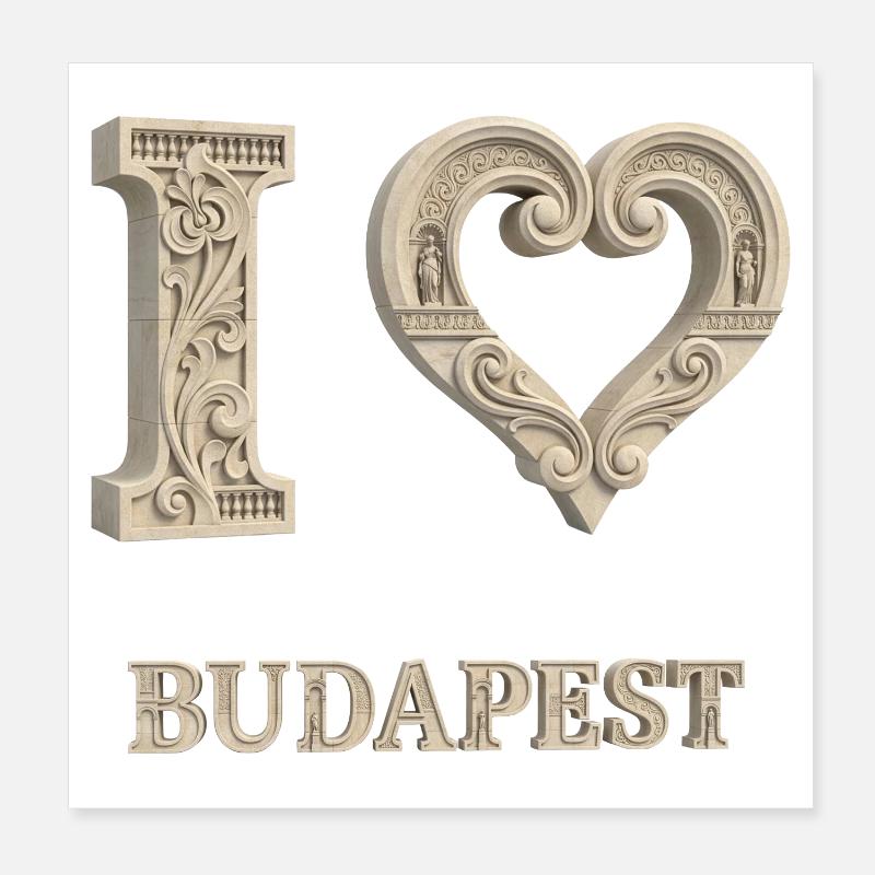 J’adore Budapest – Architecture City Design Poster 20 x 20 cm