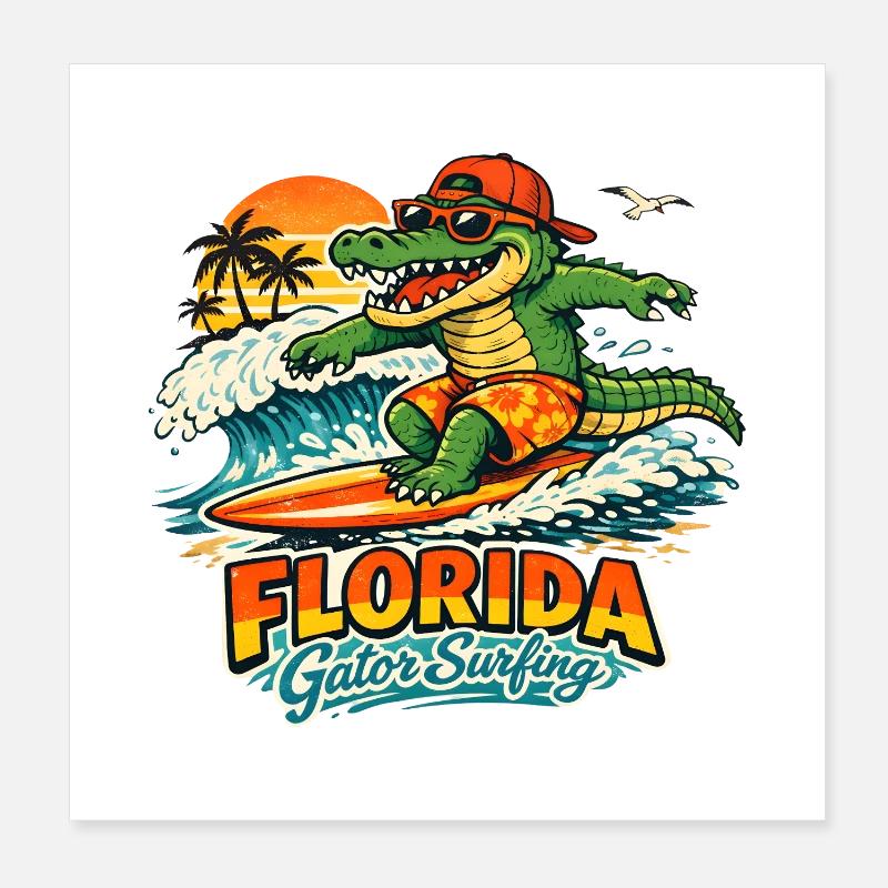 Alligator surfeur en Floride Poster 20 x 20 cm