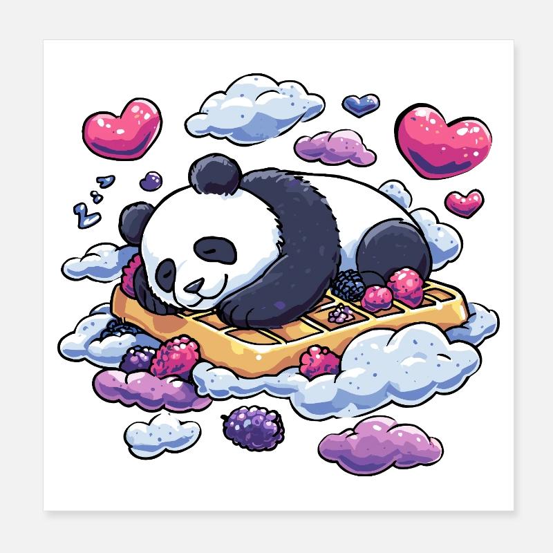 Panda Dream on Waffle Clouds Poster 8" x 8" (20x20 cm)