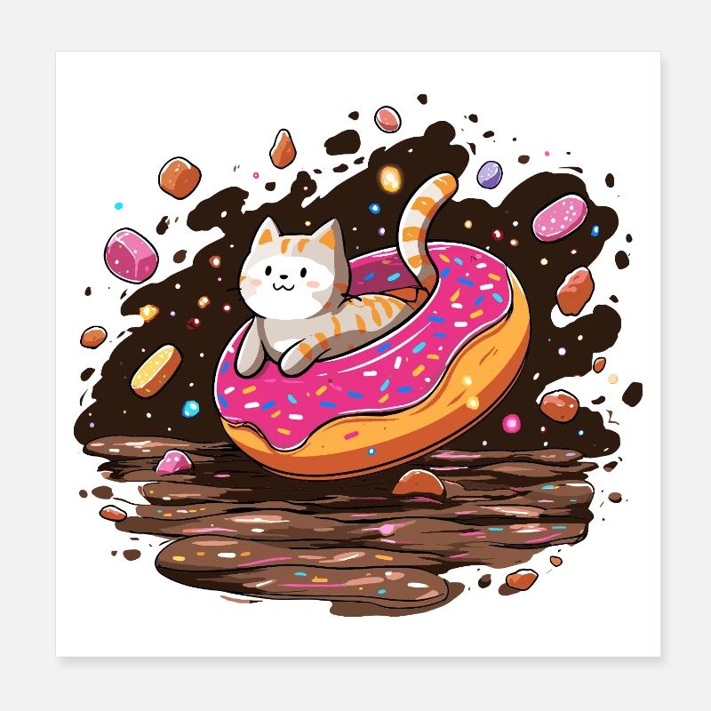 Donut pour chat avec des vermicelles Poster 20 x 20 cm